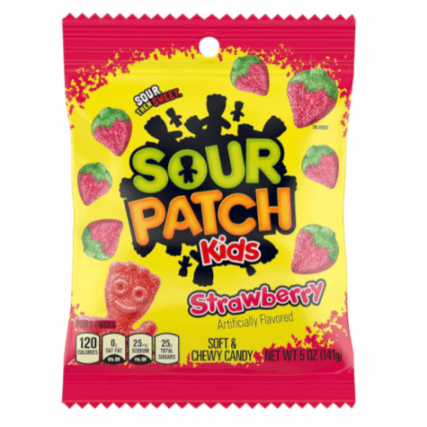 Sour Patch Kids Strawberry Peg Bag (141g) (BBD 21/10/22) - SweetPunkz
