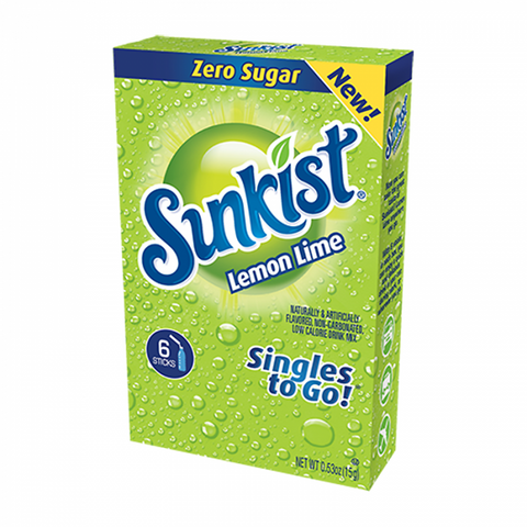 Sunkist Lemon Lime Zero Sugar Singles to Go 6 Pack